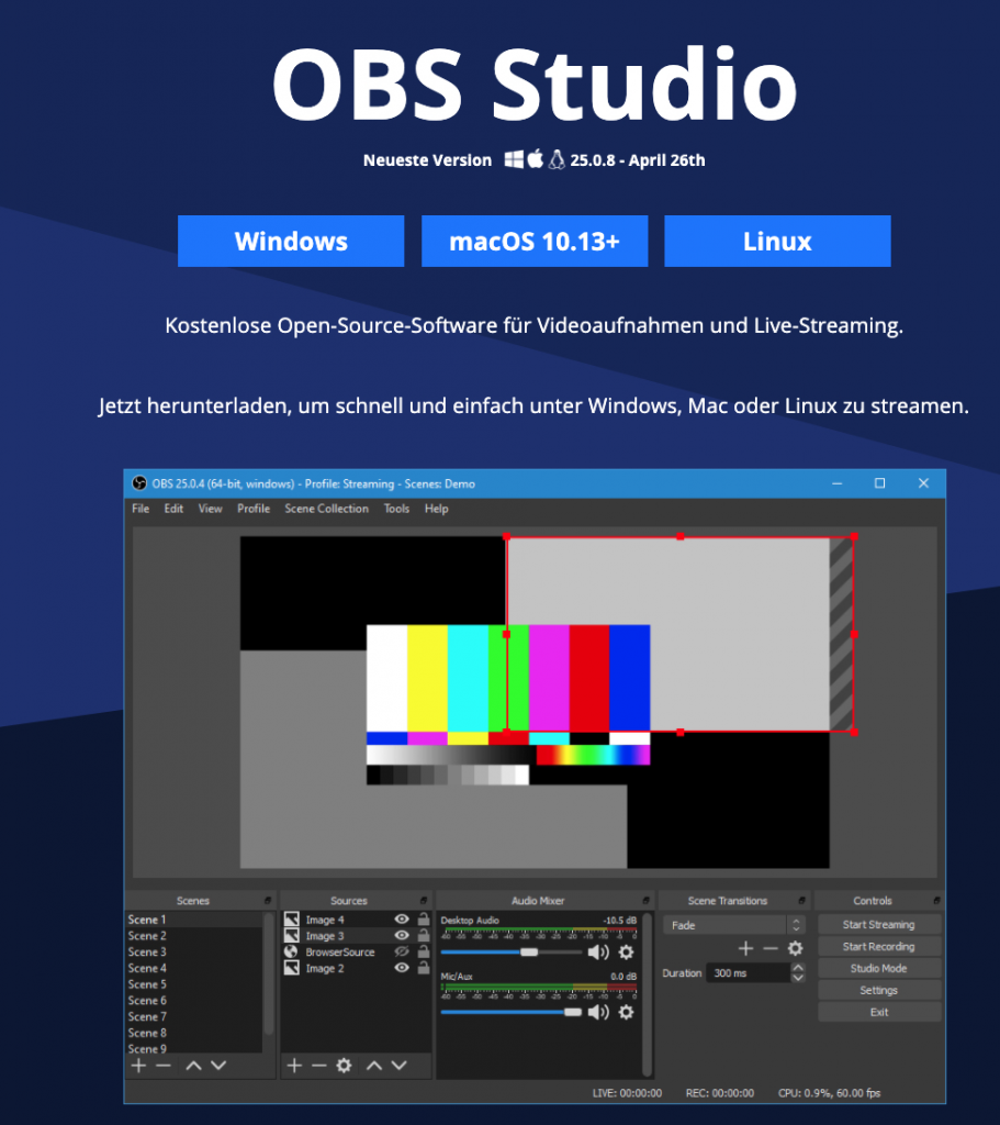 OBS Studio - Kostenlose Open-Source-Software für Videoaufnahmen und Live-Streaming